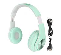Culnflun Auricolare Bluetooth, cuffia wireless per riduzione del rumore in pelle PU Musica da gioco leggera RGB pieghevole per bambini per bambini LAPTOP PELLE ABS da 40 mm (Verde)