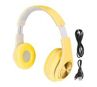 Culnflun Auricolare Bluetooth, cuffia wireless per riduzione del rumore in pelle PU Musica da gioco leggera RGB pieghevole per bambini per bambini LAPTOP PELLE ABS da 40 mm (Gialllo)