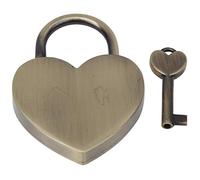 Culnflun Blocco del cuore Logolo in metallo in stile vintage con chiave blocco decorativo ad alta sicurezza per il diario di gioielli Diario piccolo bagaglio in argento antico imit (Bronze)