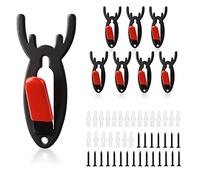 Culnflun Ganci da parete, 8 pezzi, capacità di peso di 20 libbre, design a forma di corna con copertura in silicone rosso, gancio in ferro con osso di cervo nero per la decorazione