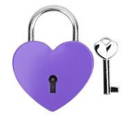 Culnflun Lucchetto a forma di cuore con chiave, lucchetto in metallo colorato e raffinato per portagioie, diario, piccoli bagagli, articoli per la casa e l'artigianato, 45x59 mm (Viola)