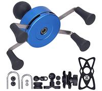 Culnflun Mobile Phone Holder Universal X Shape Handlebar Mount Spring Loaded Design with Rubber Caps for Motorcycle Scooter Bike Riding Plastic Metal 1 Holder 13 Accessorie (A(blue))