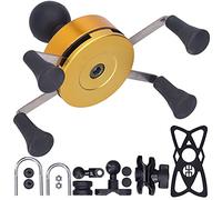 Culnflun Mobile Phone Holder Universal X Shape Handlebar Mount Spring Loaded Design with Rubber Caps for Motorcycle Scooter Bike Riding Plastic Metal 1 Holder 13 Accessorie (C (golden))