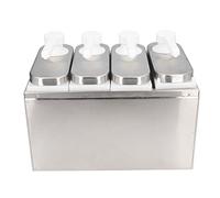 Culnflun Pompa per dispenser di salsa con base, dispenser per condimenti in acciaio inossidabile, testa girevole per ketchup, salsa di soia, olio di (4 pompe)