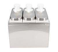 Culnflun Pompa per dispenser di salsa con base, dispenser per condimenti in acciaio inossidabile, testa girevole per ketchup, salsa di soia, olio di (3 pompe)