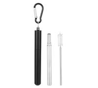 Culnflun Portable Stainless Steel Telescopic Reusable Straw with Cleaning Brush for Drinking Coffee Milk Tea (Black)