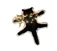 Culnflun Tappeto con gatti fritti illuminati per le vacanze di Natale, divertenti luci natalizie, tappeto con gattine fritte di zia Bethany per la decorazione delle vacanze di Nata (2)