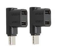 Culnflun USB C 3.1 Right Angle Adapter 10Gbps Dual Female Ports 100W Charging Power Type C Male to Type C Female Connector for Gaming and Screen Casting ABS Material 2 Pieces