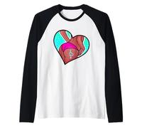 Culo Cuore Bikini Spiaggia Babe Maglia con Maniche Raglan