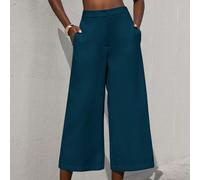 Culotte eleganti casual da pendolare per ufficio e affari, vita regolare, ampie, con pieghe anteriori, lunghezza 7/10, per donna, blu petrolio, estive, per la Festa degli Insegnanti L,M,S,XL,XSColore 