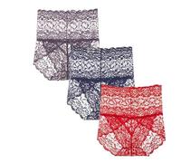 Culotte Sexy Taille Haute en Dentelle, Sous-vêtement Sans coutures pour Femme, Slip en Dentelle douce (C+3PCS,XXL)