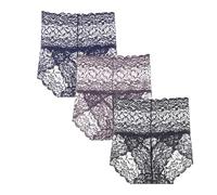 Culotte Sexy Taille Haute en Dentelle, Sous-vêtement Sans coutures pour Femme, Slip en Dentelle douce (A+3PCS,L)