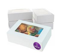 Culpitt Scatola per cupcake a 6 fori, confezione da 5, scatole per cupcake bianche per trasportare e visualizzare gustosi muffin, torte di fata e dolcetti