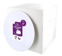 Culpitt Set di scatole per torte alte e vassoio bianco per torta | 20,3 cm | scatola quadrata 20,3 x 20,3 x 20,3 cm e tagliere in masonite di alta qualità abbinato, scatola extra alta per il trasporto
