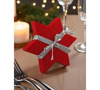 CULT at home Set di 6 sottobicchieri decorativi in feltro a forma di stella rossa - 6 pezzi con fiocco - Decorazione natalizia da tavolo rosso - Piccola stella 13 x 13 cm - corona d'avvento