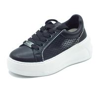 Cult CLW467501 Nirvana Black Sneakers per Donna in Pelle e Tessuto con Lacci Zeppa Alta (Taglia 37)