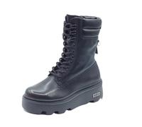 CULT New Rock CLW457000 Black Anfibi Donna in Pelle Lacci Lampo e Zeppa Alta (Taglia 39)