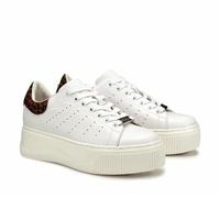 Cult, Perry 4397 Low W Leather, Scarpe Sneaker Pelle Zeppa Moda Fashion (White/Leo, Sistema Taglie Calzature EU, Adulto, Numero, Media, 38)