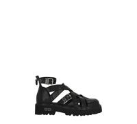 Cult Sandali Gladiatore Platform in Pelle Nera con Fibbie Doppie e Zip Posteriore, Suola Chunky Antiscivolo, Stile Gothic Alternativo Tg-40