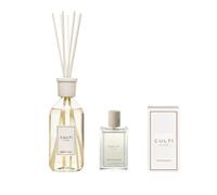 Culti Set profumatore Ambiente Milano White Label Bastoncini in midollino + Spray 100ml - Diffusione costante e immediata - Design Elegante per casa e Ufficio (Diffusore Mediterranea + Spray, 500)