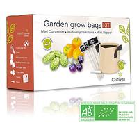 CULTIVEA® - Kit Borse da coltivazione - Pronti a crescere - 100% Semi Ecologici e Biologici - Orto (Cetriolo, Pomodoro, Peperoncino) - Idea regalo