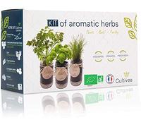 Cultivea® Set Completo - Fai Crescere Le tue di Erbe aromatiche - 100% Semi ecologici e biologici - Semi con 3 vasetti di Vetro - DIY - (Erba cipollina, cipollina, basilico)