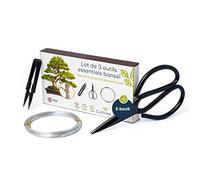 Cultivea® - Set di 3 Strumenti Essenziali per Bonsai - Strumento in Acciaio - Giardino - Cesoie per Bonsai e Cura delle Piante - Forbici Rotonde - Potatura Bonsai - Filo di Alluminio