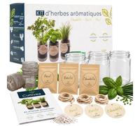 CULTIVEA® Set Erbe Aromatiche da Coltivare - Semi Basilico, Prezzemolo ed Erba Cipollina - Kit Aromatica con 3 Vasetti in Vetro - Mini Orto da Interno - Idea Regalo per Amanti delle Piante