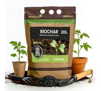 CULTIVERS Biochar 20 L (4 kg) di Carbone per Frutteto, Prato, Compost E Piante. Biochar Rigenerante E Ammendante. Condizionante al Carbone E Trattenitore di Co2. Aumentare La Fertilità