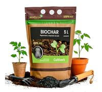 CULTIVERS Biochar 5 L (1 kg) di carbone vegetale per frutteto, prato, concime e piante Biochar rigenerante e ammendante. Condizionante al carbone e trattenitore di CO2. Aumentare la fertilità
