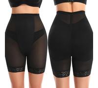 CuLtp 2pcs Mutande Imbottite per Donna Push Up Glutei Hip Enhancer Belle Glutei Boxer Pantaloncini Sottogonna Intimo Senza Cuciture-Black||S