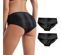 CuLtp 2pcs Mutande Imbottite per Donna Push Up Glutei Hip Enhancer Belle Glutei Boxer Pantaloncini Sottogonna Intimo Senza Cuciture-Black||XL