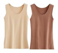 Canottiera Termica da Donna 2 Pezzi, Intimo Termico in Micropile Spazzolato Super Morbido Invernale da Donna Canotta Termica Senza Maniche Canotta Canotta Foderata in Pile, Colore E Marrone,M