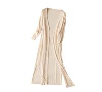 CuLtP Cardigan Bolero da Donna Lungo Estivo Lavorato A Maglia di Seta Ghiacciata Cover Up Cardigan Spolverino Leggero con Fessura Giacche Bolero Casual Aperte sul Davanti Cappotto Poncho Camicetta Be