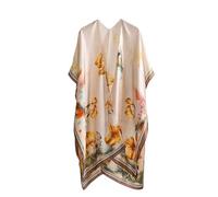 CuLtP Cardigan Donna Cardigan in Raso da Donna Bolero Coprispalle Top Stampa Boho Kimono Vestaglia Estiva Spolverino Cardigan da Donna Eleganti Giacche da Sera Lunghe Abiti Scialle Cover Up Marrone L
