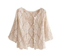 CuLtP Cardigan Elegante Donna Coprispalle da Donna Bolero Boho Maglia all'Uncinetto Cardigan Trasparente in Pizzo Etnico Lavorato A Maglia Cava Coprispalle Casual Estivo Aperto Davanti Cardigan Corto