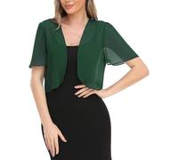 CuLtP Cardigan Elegante Donna Coprispalle in Chiffon da Donna Bolero Corto Cardigan Velato Giacca Estiva Leggera A Maniche Corte Camicetta da Sposa Bolero Abiti da Sera Scialle Cover Up Verde XXL