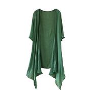 CuLtP Cardigan Lungo A Cascata da Donna Bolero Aperto sul Davanti Alza Le Spalle Top Giacca Estiva Leggera Spolverino Cardigan Casual Beach Cover Up Camicetta Cappotto Verde Scuro M