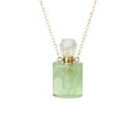 CuLtP Collane di Cristallo di Fluorite Verde Naturale Collana con Ciondolo di Pietra di Cristallo Cilindrica con Bottiglia di Profumo Collana con Ciondolo diffusore di Oli essenziali Gioiello Regalo