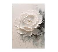 CuLtP Dipinto A Olio Dipinto A Mano, Camelia Bianca Su Tela Tesa Senza Cornice, Decorazione Da Parete Moderna Pop Per Soggiorno, Camera Da Letto, Decorazioni Per La Casa, 80X120 Cm（32X47 Pollici Se