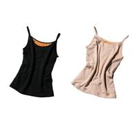 CuLtP Intimo Termico da Donna con Canotta Termica Senza Maniche, Intimo Termico Foderato in Pile Intimo Caldo Invernale Canottiera da Donna, Intimo Termico in Pile da Donna, Albicocca E Nero, S