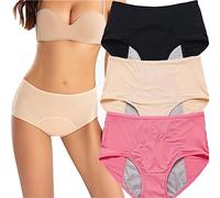 CuLtp Lotto da 3 Mutande Mestruali Donna, Lavabile Riutilizzabile, Alto da Ciclo Mestruale Flusso Abbondante, Mutande Assorbenti Donna Vita Alta Slip