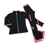 CuLtp Pattinaggio Artistico Completi per Pattinaggio Ghiaccio, Ragazze e Donne, Giacca e Pantaloni Caldo e Traspirante, Pink, L, Manica Lunga