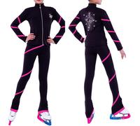 CuLtp Tuta da Pattinaggio Artistico per Ragazze, Set Top E Pantaloni da Pattinaggio Artistico, Ragazze da Donna Tuta da Pattinaggio Artistico Pile Sottile Abbigliamento da Allenamento
