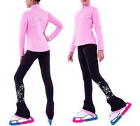 CuLtp Tuta da Pattinaggio Artistico per Ragazze, Set Top E Pantaloni da Pattinaggio Artistico, Ragazze da Donna Tuta da Pattinaggio Artistico Pile Sottile Abbigliamento da Allenamento