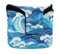 Cultura Cinese Modello Onda Blu Golf Mallet Putter Cover con Chiusura Magnetica Putter Headcovers per la maggior parte di Marca PU Pelle