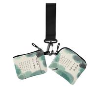 Cultura cinese Poesia e Pittura Custodie per carte da donna Porta Cambio Piccolo Portatile Card Organizer Borsa con Cerniera Tasca per Monete per Signora 2 Pz, Cultura cinese poesia e pittura, 1 size