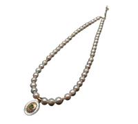 Cultured White Nucleated Pearl Choker Necklace White Sea Shell Peridot Pendant HJDIPCKYVG