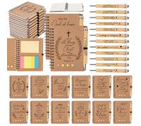 Culudea 48 Pcs Christian Gifts Bulk - 24 Sets Bible Verse Notebooks with Bamboo Pens & Sticky Notes, Kraft Scripture Prayer Journals for Church, Bible Study, Volunteer Appreciation (5.5 x 4.7 Inch)