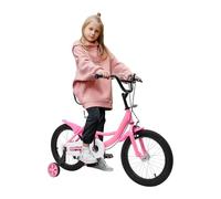 CUMELLIIR Bicicletta per bambini da 16 pollici, regolabile in altezza, per bambini, con ruote di supporto dai 4 anni, rosa